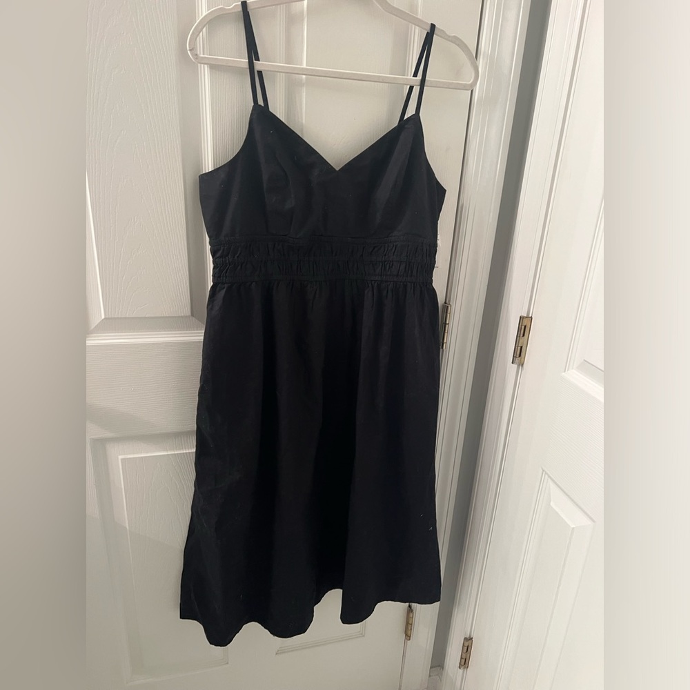 Old Navy black large petite waist-defined cami midi dress NWT